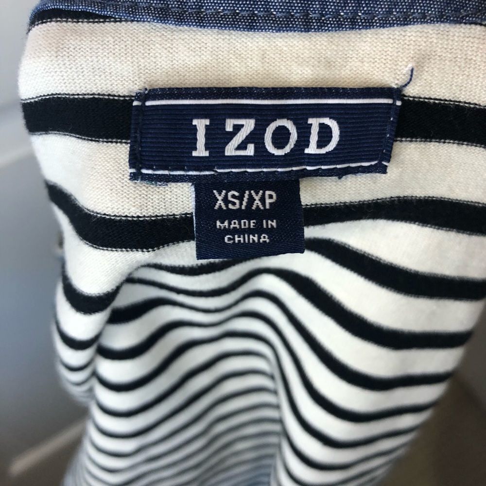 Izod black & white striped long sleeve top xsmall - Picture 8 of 8